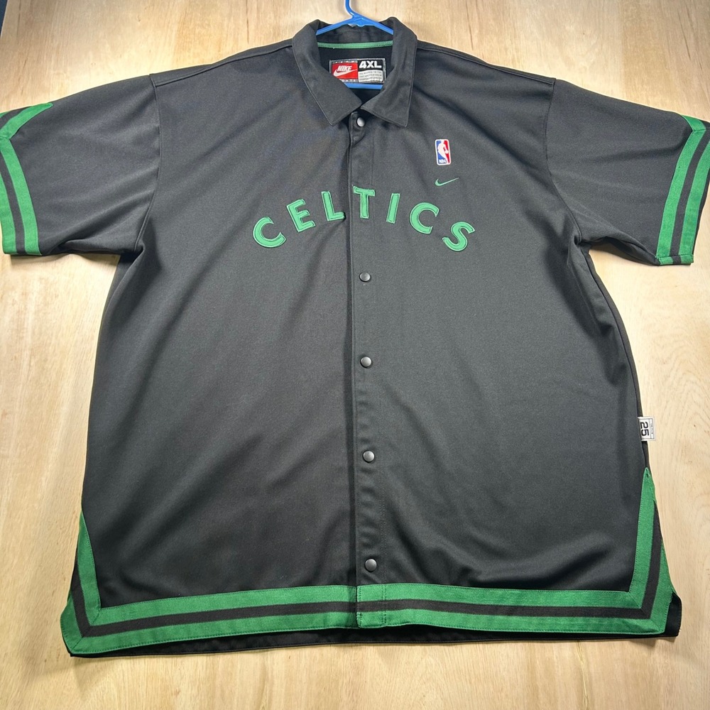 Nike Boston Celtics NBA Warm Up Shirt Black Green Mens 4XL Short Sleeve